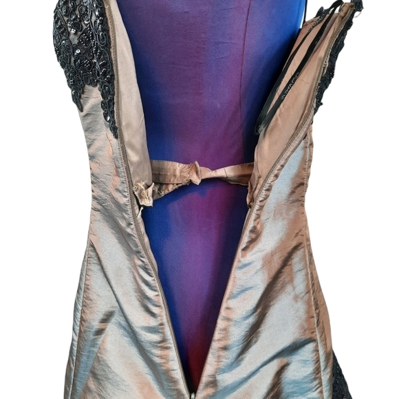 Jovani Prom Formal Gown Iridescent Sequin Embroidered w Faux French Bustle Sz 2 - Picture 13 of 16